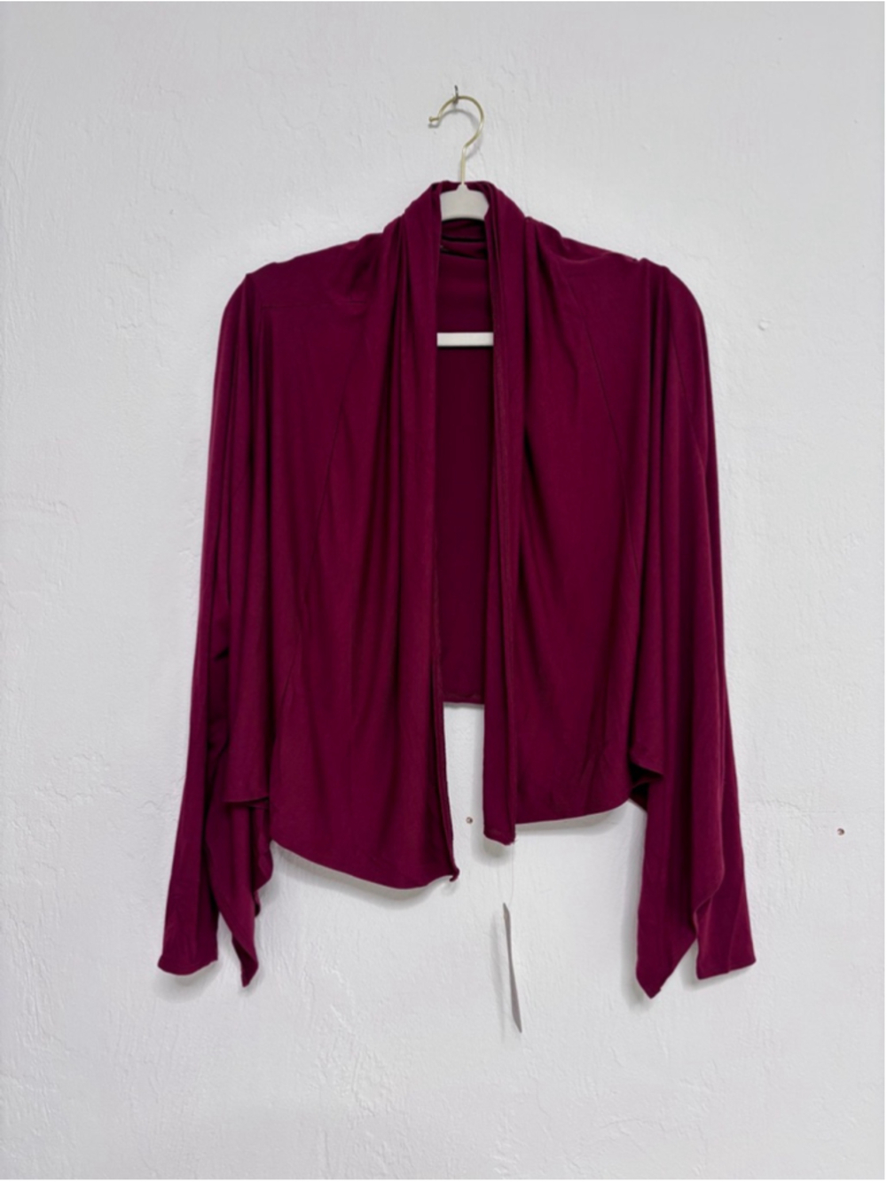 Women's Soft Surroundings Burgundy Shrug Cardigan L Modal Shawl collar New